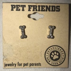 PET FRIENDS DOG BONE Rhinestone Earrings NWT